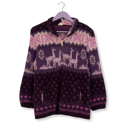 Pull vintage violet fabriqué - pull,