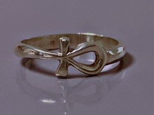 Ancienne bague Egyptienne argent massif bijou bague  ANKH silver ring T55
