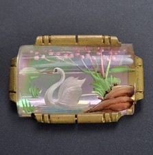 Broche Ancienne Cygne Sculpté