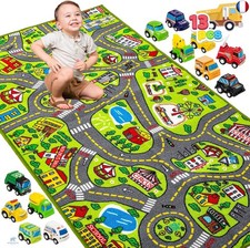 JOYIN Tapis de Chambre d'enfant, 80 x 150 cm, avec 12 Mini Jouets de Voiture,