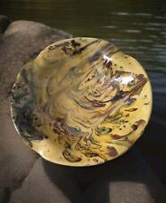 Grand plat terre cuite vernissée poterie de Cluny? Savoie? signé saladier coupe