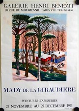 Affiche MADY DE LA GIRAUDIERE 1975 Exposition Galerie Henri Benezet - Paris