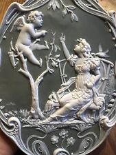 Plaque Porcelaine Art Nouveau Femme & Amours Vers 1900