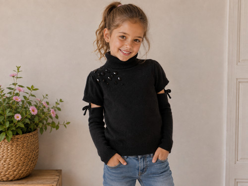 Pull col roule fille - col, lili