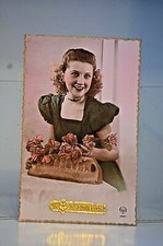 CPA CARTE POSTAL STE SAINTE CATHERINE DENTELLE AJOURE BONNET FILLE GARCON ANCIEN