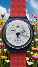 Vintage 1991 Swatch Chrono JFK SCN103 Rouge Rare Montre Collector Swiss 