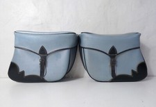 paire de sacoches en skaï bleu Vintage pour vélo vespa solex mobylette