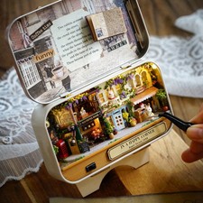 DIY Miniature Handmade Box Dollhouse Good Old Time Theme Mini Doll House (Street