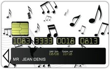 Stickers, Autocollants, Adhésifs Carte Bancaire Motif Notes De Musiques