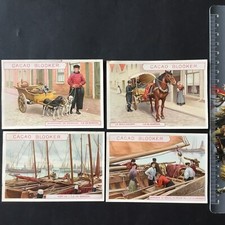 CACAO BLOOKER 4 Chromos Attelage de Chiens 1900 Ile de MARKEN Anciens Scraps