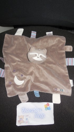 Doudou plat raton laveur - raton,