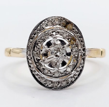 Bague cible art deco or 18k diamant taille ancienne et taille rose (circa 1920)