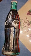 SIGN LARGE COCA COLA THERMOMETER BOTTLE WORKS 29"x9" (74X22 cm) made in usa