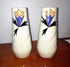 Belle paire de vase craquelé art déco 1920 faïencerie belge AMC Wasmuel