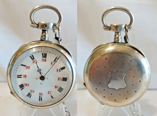 3 - Très belle montre à gousset à clé en argent fin ± 1850 avec 1 clé + 1 chaine