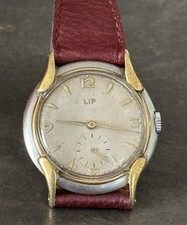 Ancienne Montre Mecanique LIP Cornes de Vaches Boîtier Acier Et Plaqué Or