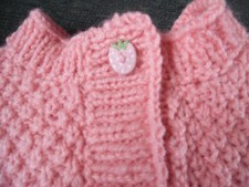 Cardigan bébé fait main prém/petit point mousse
