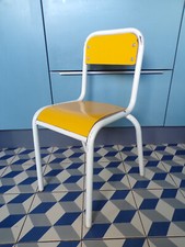 ANCIEN CHAISE ECOLE FORMICA JAUNE enfant MéTAL DESIGN 1960-70
