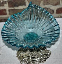 coupe verre bleu pied métal