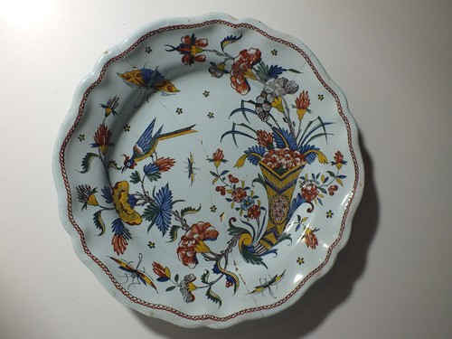 Plat ancien faïence - plat, en