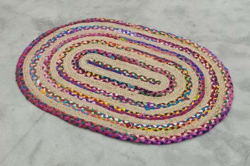 Tapis jute coton - coton, fait