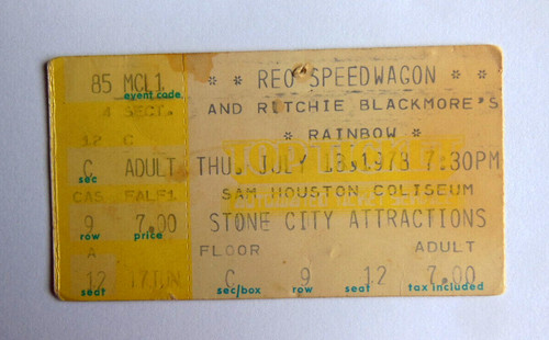 Rainbow ticket houston 1978 - rainbow,
