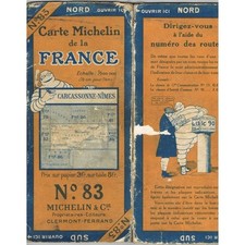 CARTE Michelin N°83 CARCASSONNE-NÎMES Ganges Castres Narbonne Cette Béziers 1925