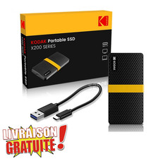 SSD Portable Kodak X200 128Go USB 3.1 Type-C Haute Vitesse Antichoc