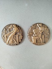 2 Médailles  Bronze -  Le FER  et le  BOIS - graveur Georges Ridet