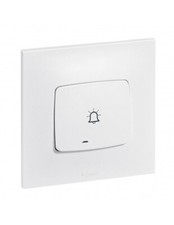 Poussoir lumineux (voyant fourni) Neptune avec symbole sonnette 6A Blanc LEGRAND