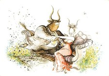 Carte Postale Signe du ZODIAC, TAUREAU illustré par Ronald Searle