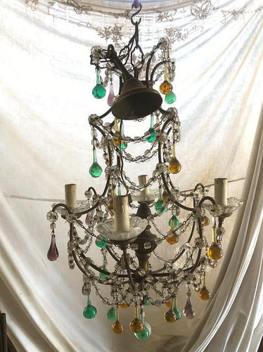 Lustre cage pampilles - lustre,
