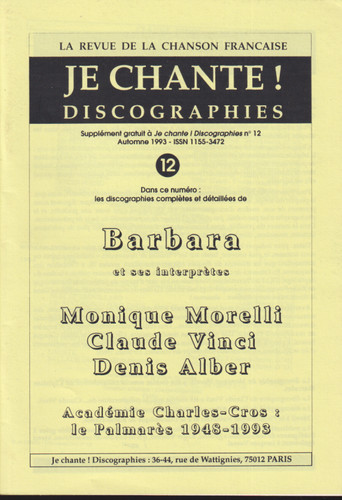 Chante discographies 12 - je, n°12