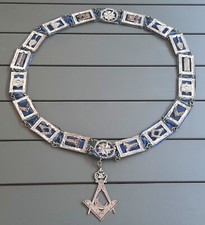 Collier Maçonnique USA ancien Franc Maçon Sautoir Chaine Bijou argent ORIGINAL