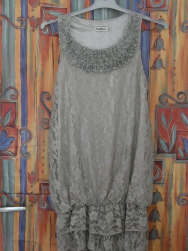 Dentelle volants robe tunique - dentelle,