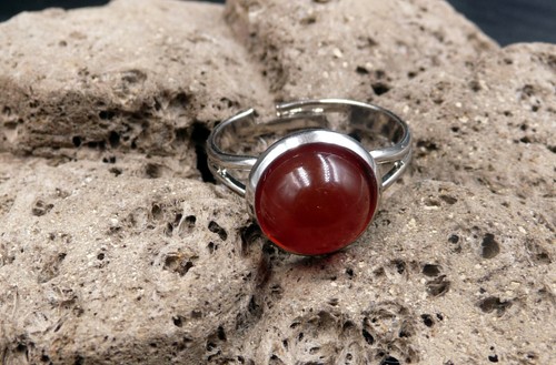 Bague ronde cornaline - bague, en