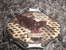 HARLEY VINTAGE SNAKE SKIN 75TH ANNIVERSARY 1978 RAINTREE BELT BUCKLE 3D RARE