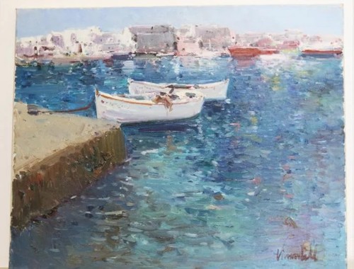 Tableau huile paysage marin - tableau,