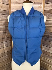 Vintage Eddie Bauer Women's Quilted Goose Down Blue Puffer Vest Jacket Size 12