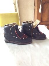 Ancienne Chaussures Ski Cuir double Lacets FITGrenoble T43 ChaletMontagneDéco