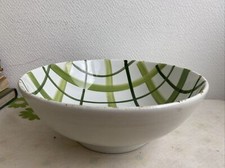 Ancien Grand Saladier Céramique Italienne Décor Carreaux Vert Deco Rétro Table