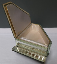 BOITE A BIJOUX MIROIR  VERRE TAILLÉ BISEAUTÉ FORME PIANO VINTAGE