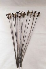 12 Akan Ashanti Vintage Ancient Brochettes Statue Bronze Kebab Meat Skewers...