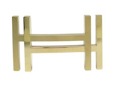 NEUF BOUCLE DE CEINTURE HERMES H AU CARRE PR LIEN 32 MM ACIER DORE BROSSE BUCKLE