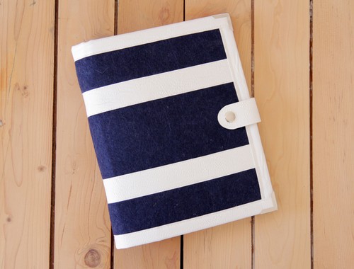 Navy white felt planner - a5,