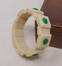 Superbe bracelet ancien en galalithe avec incrustations 1950-60's