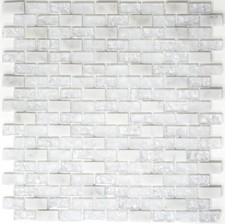 Mosaïque carreau brique translucide verre pierre blanc mur 87-0111_f |10 plaques