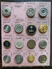 PLANCHE DE 15 BOUTONS DE COLLECTION - vers 1900 - ancre, blason , R  H  N