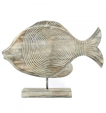 Statue Poisson en bois patiné