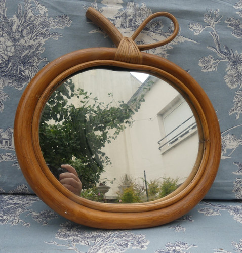 Miroir forme pomme bambou - miroir,